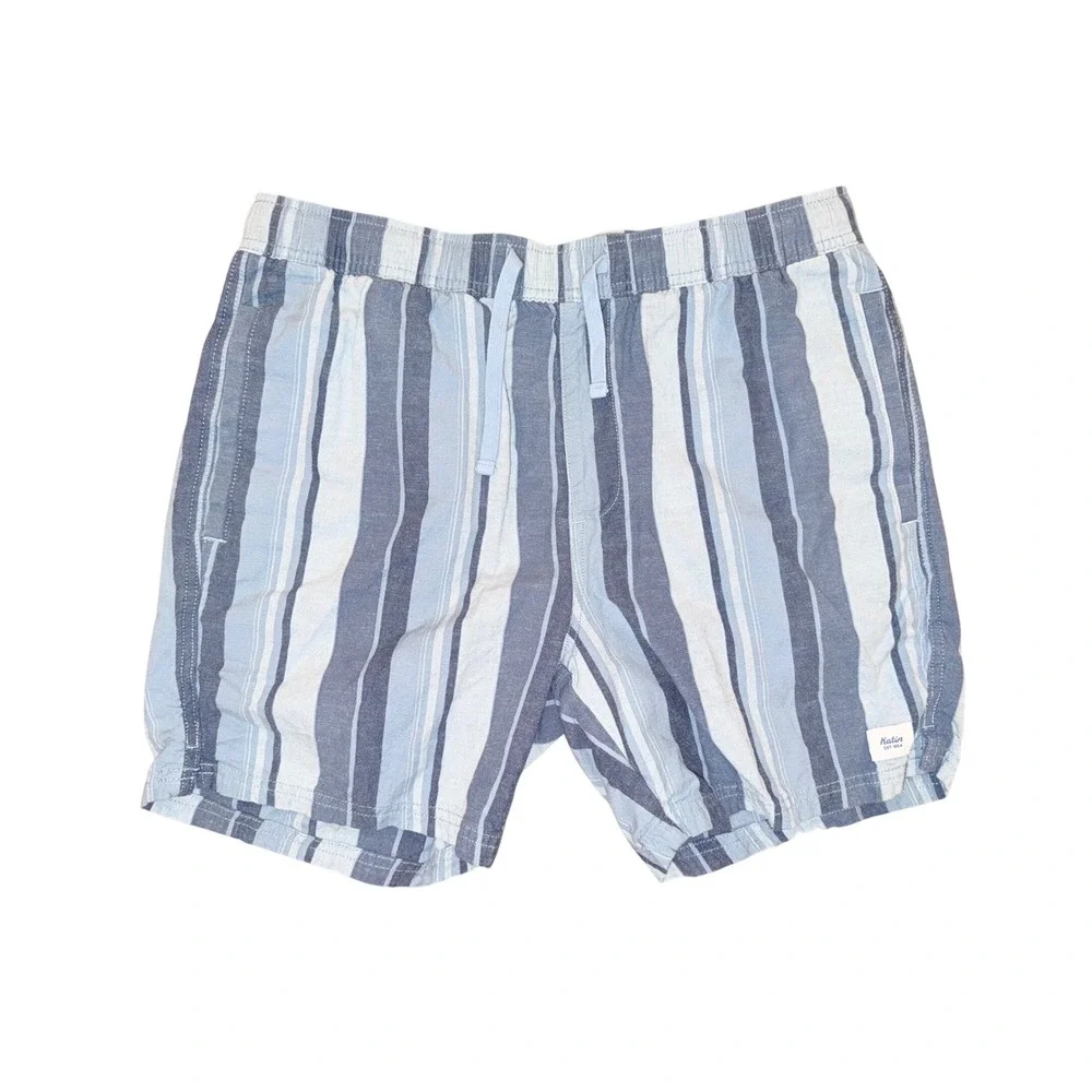 R1 Katin Striped Drawstring Casual Beach Swim Shorts Mens Medium‎ MD Blue White